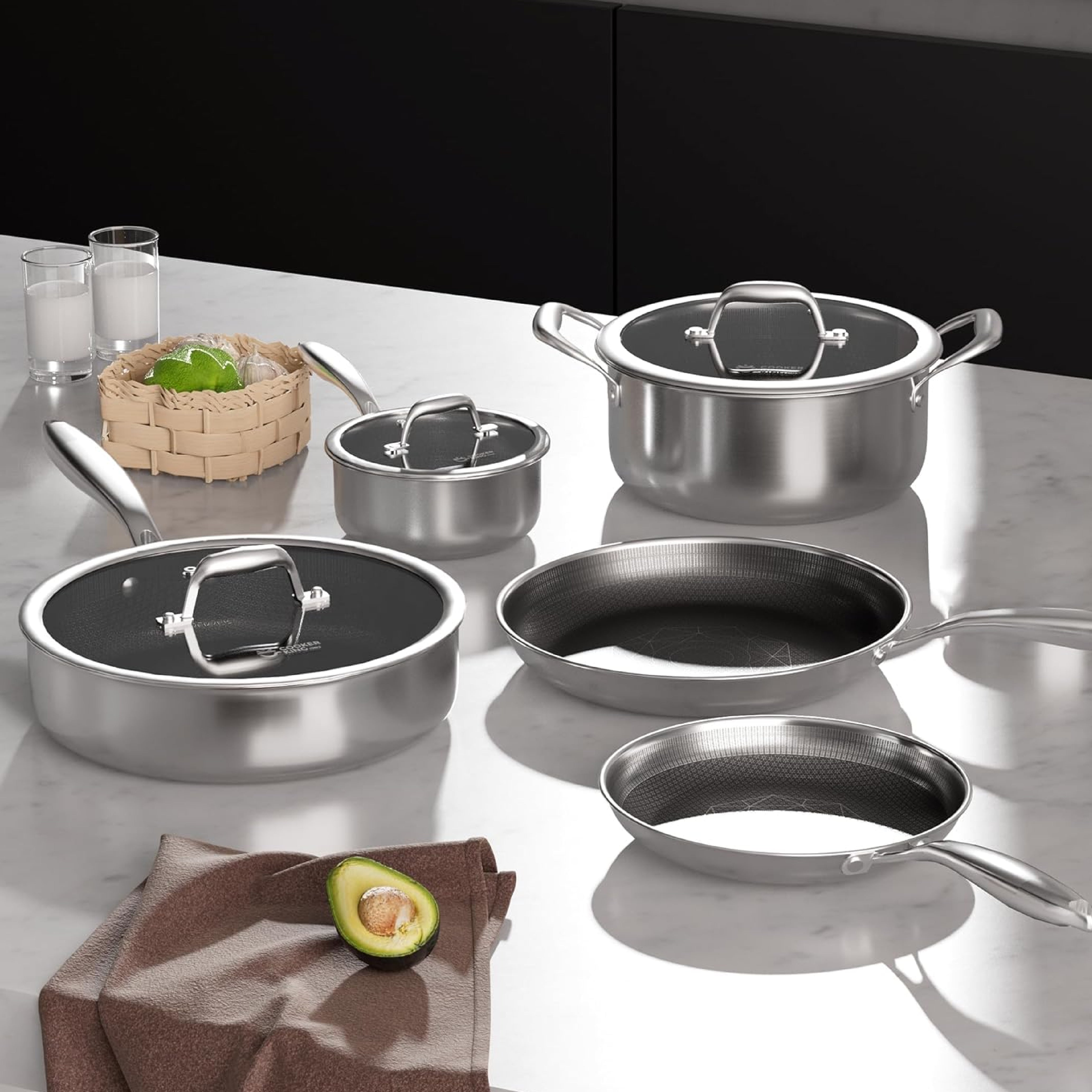 8-Piece Hybrid Stainless Steel Cookware Set