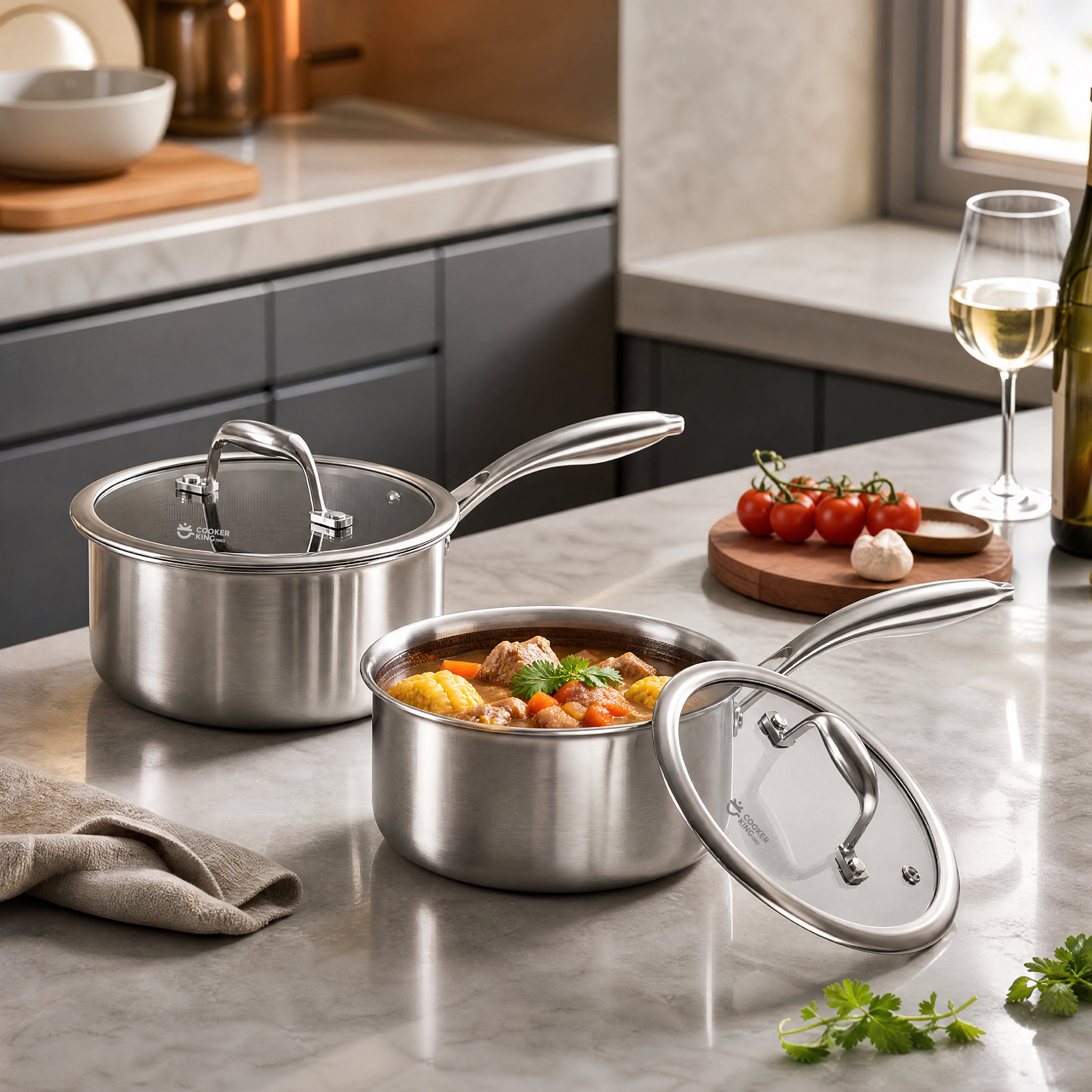 Hybrid Stainless Steel Saucepan with Lid