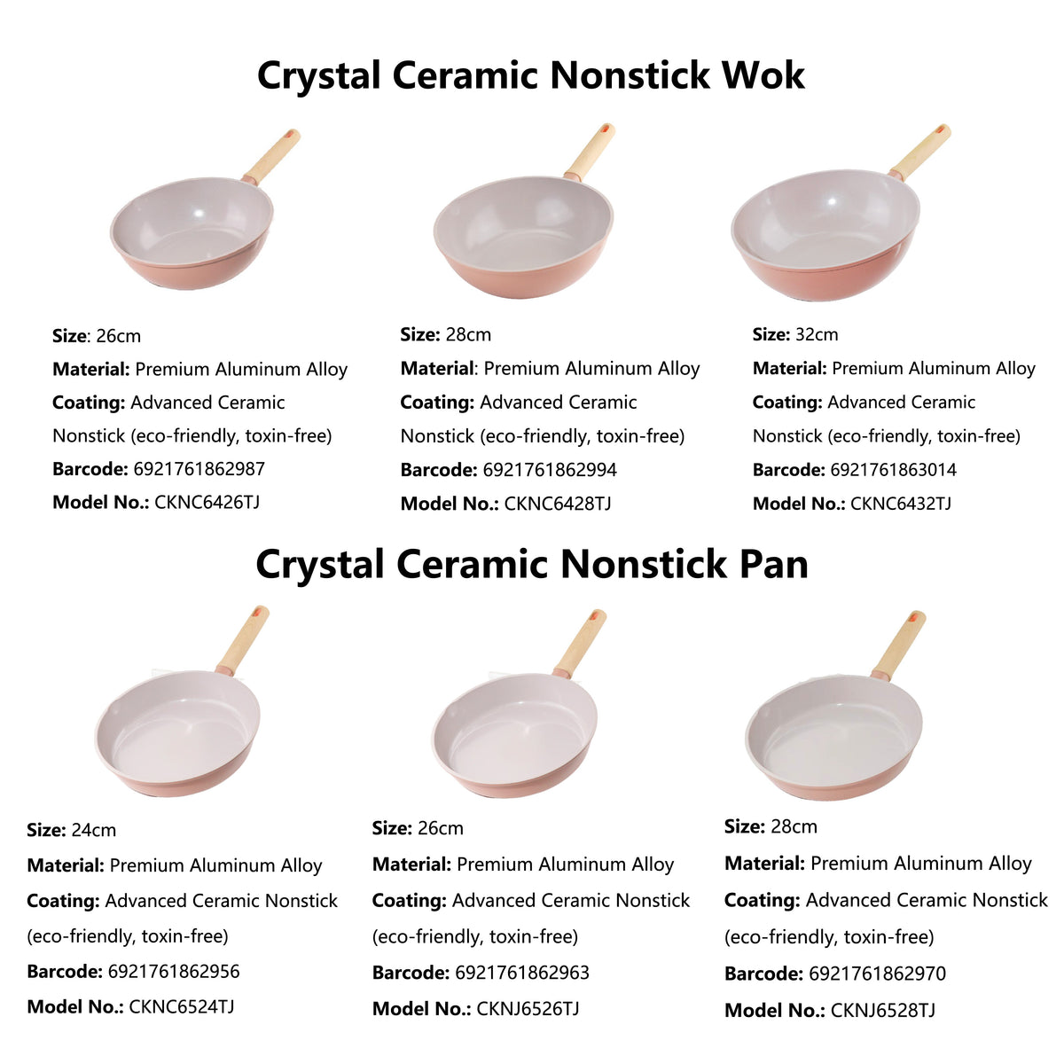 Crystal ceramic cookware Series Wok 30cm