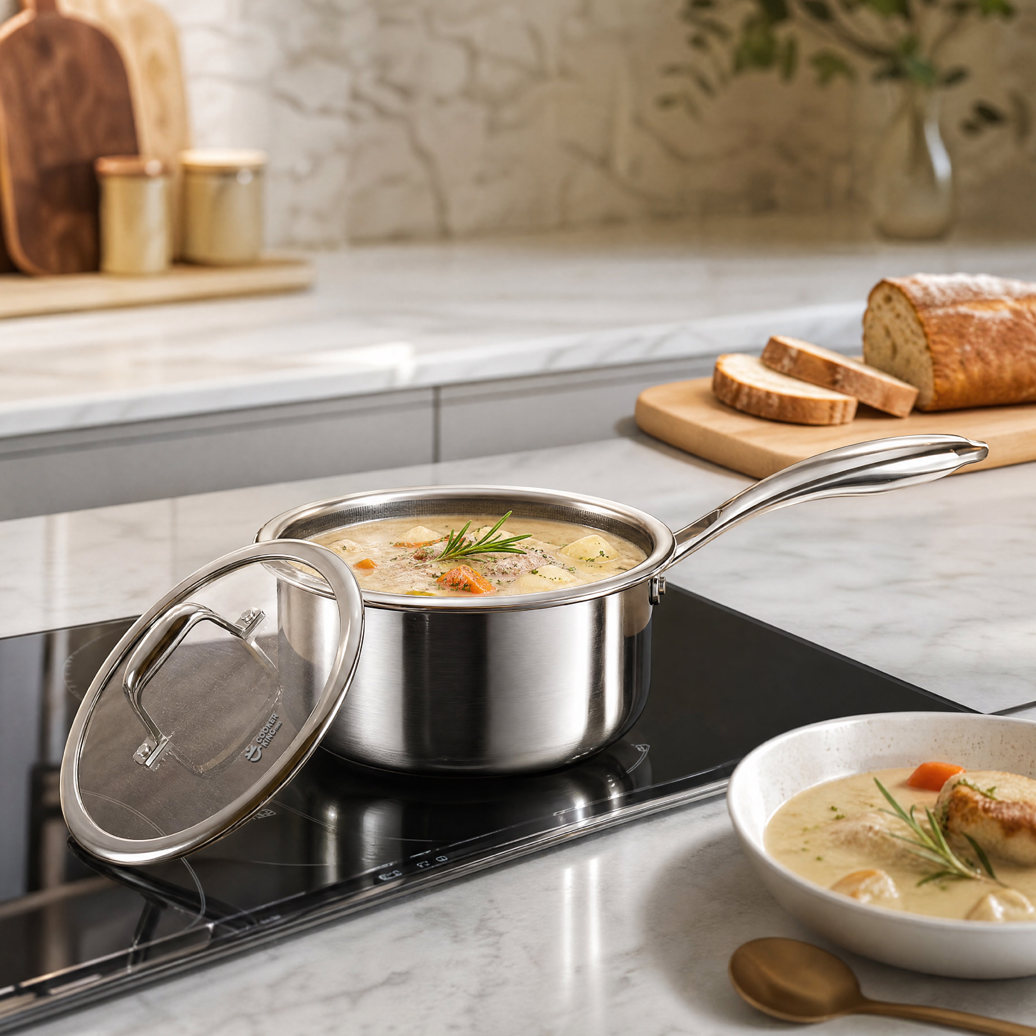 Hybrid Stainless Steel Saucepan with Lid