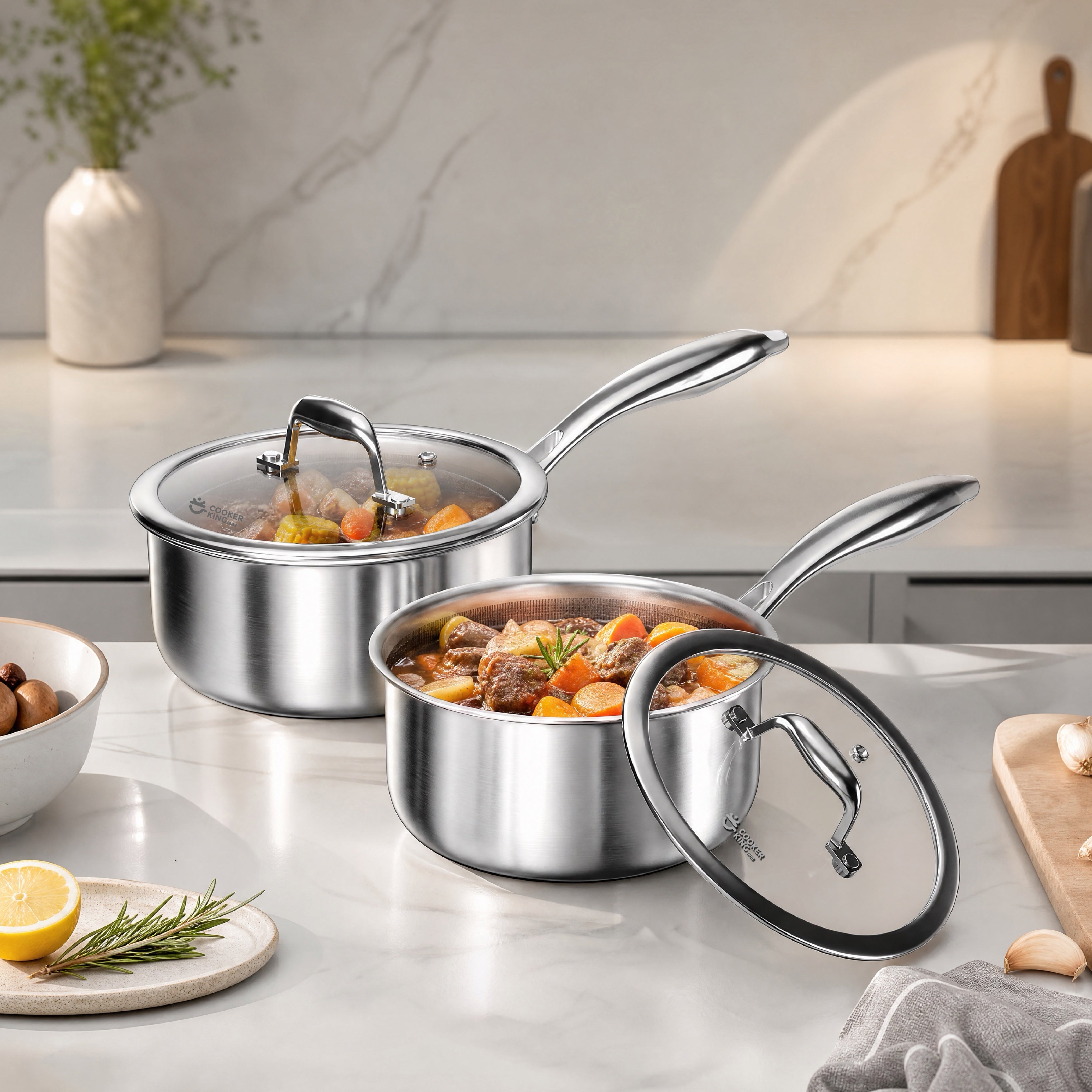 Hybrid Stainless Steel Saucepan with Lid
