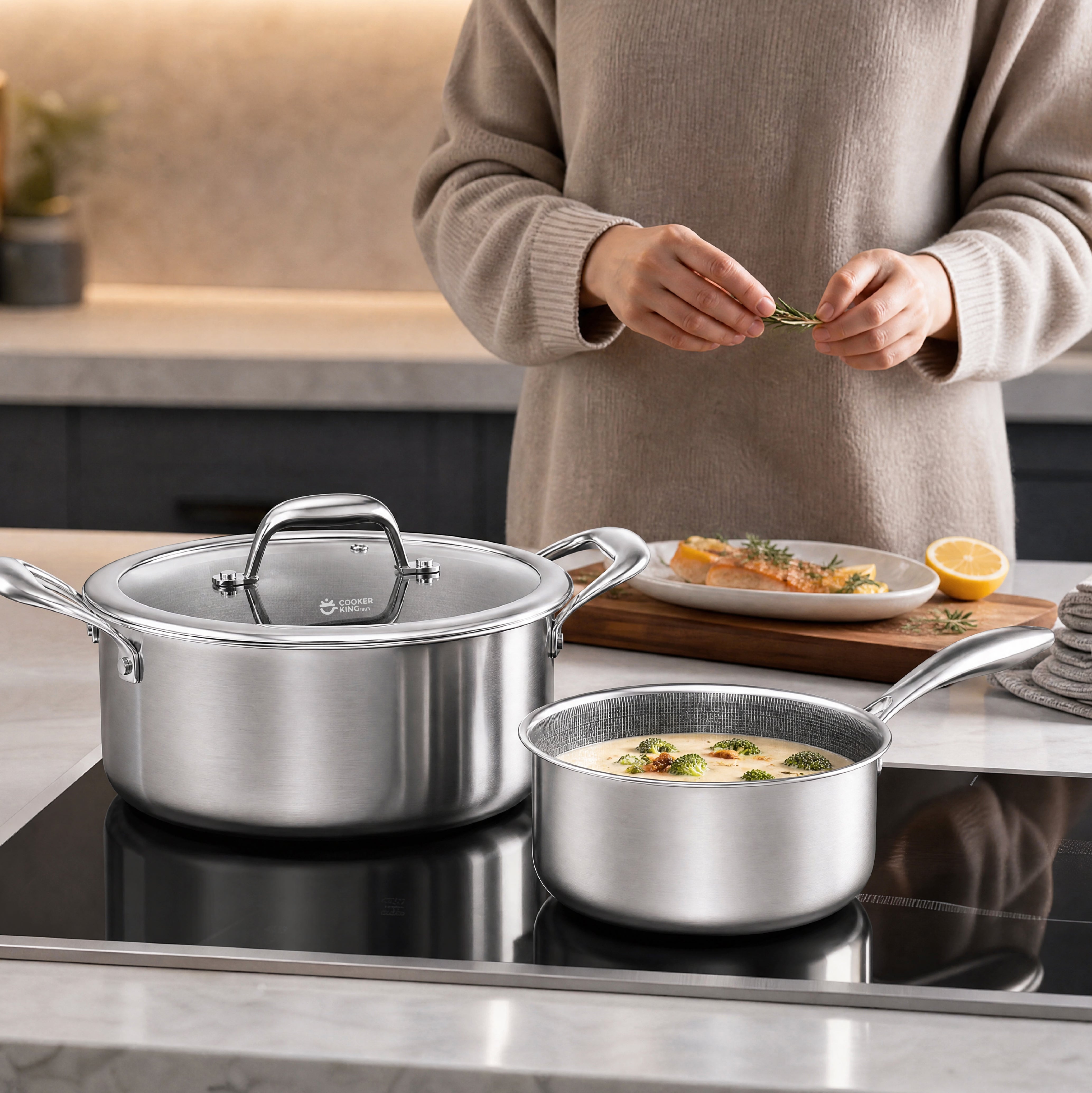 8-Piece Hybrid Stainless Steel Cookware Set