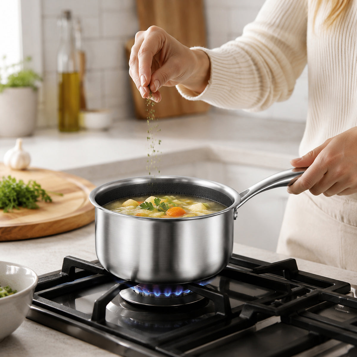 Hybrid Stainless Steel Saucepan with Lid