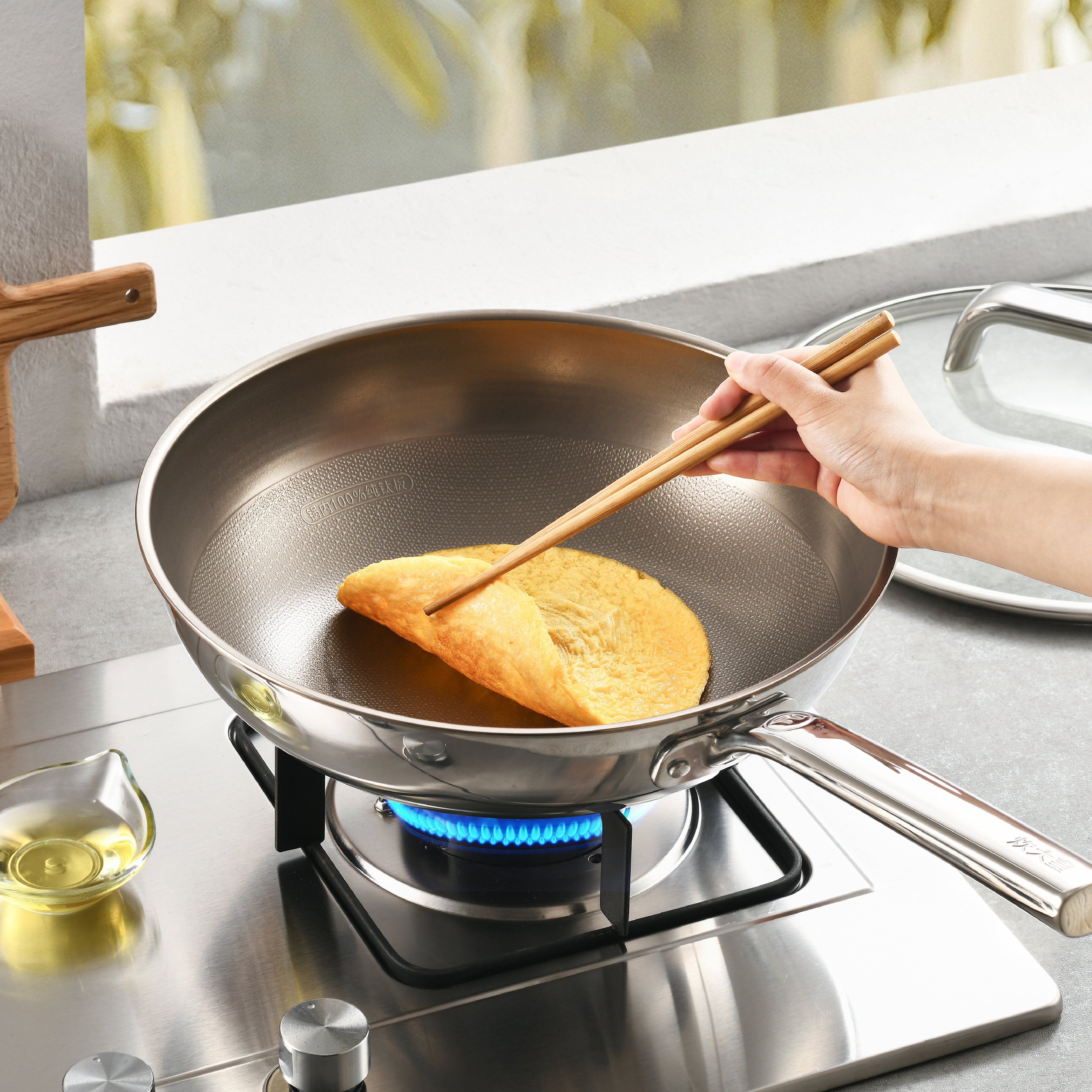32 cm Pure Titanium Tri-Ply Wok